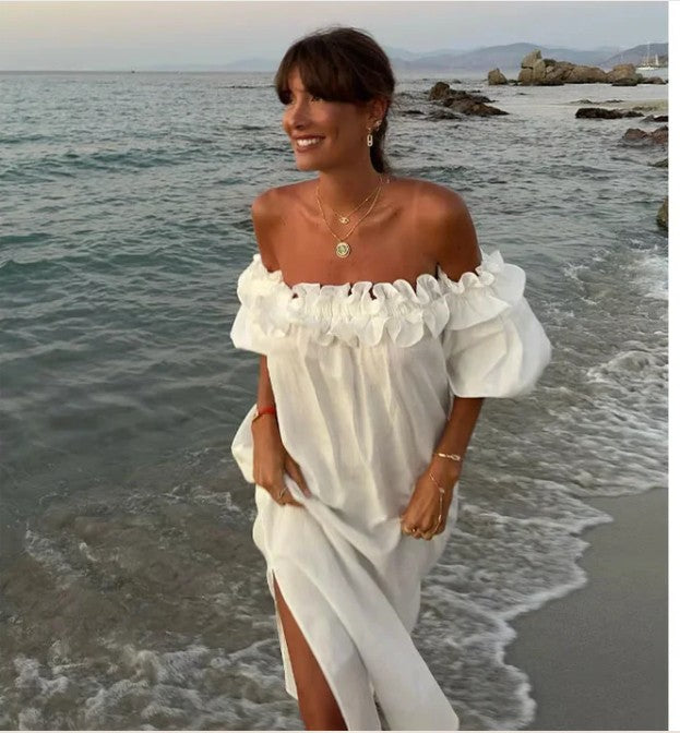 Gracie - Off Shoulder Puff Sleeve Maxi Dress
