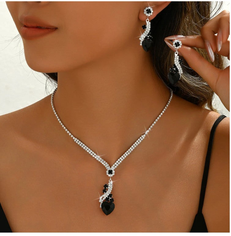 Lelia - Rhinestone Necklace Earrings Set