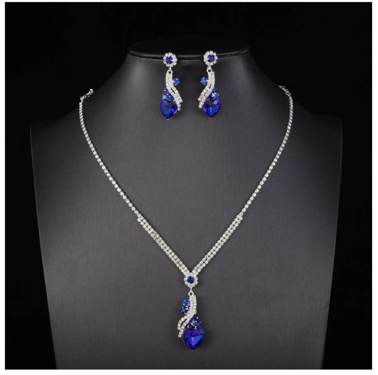 Lelia - Rhinestone Necklace Earrings Set
