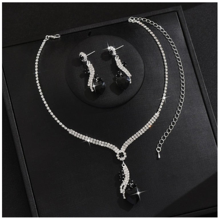 Lelia - Rhinestone Necklace Earrings Set