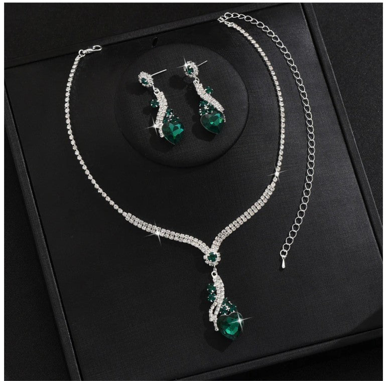 Lelia - Rhinestone Necklace Earrings Set