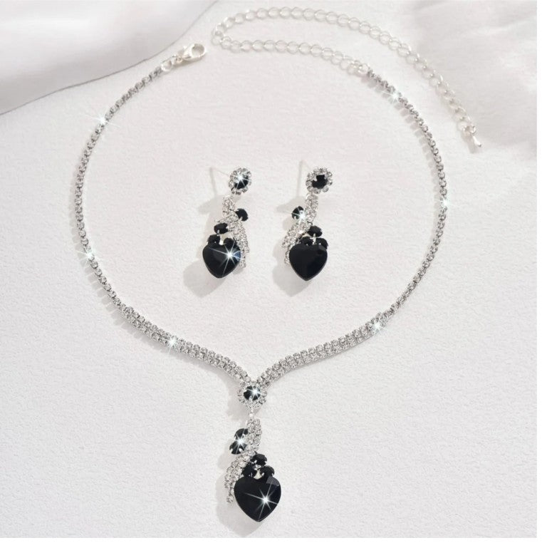 Lelia - Rhinestone Necklace Earrings Set