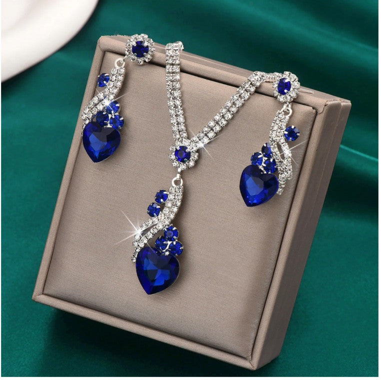 Lelia - Rhinestone Necklace Earrings Set
