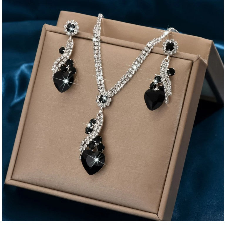 Lelia - Rhinestone Necklace Earrings Set