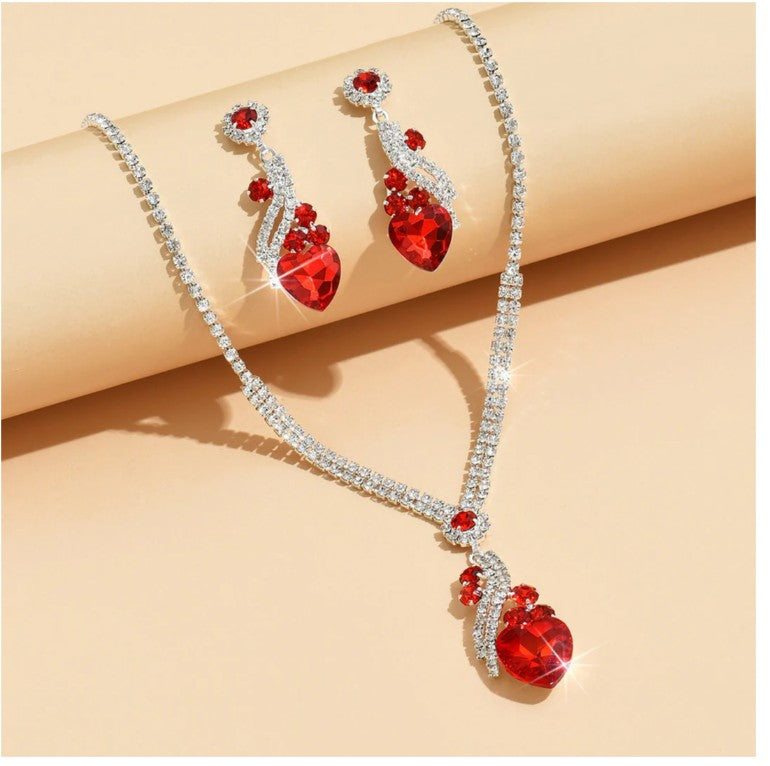 Lelia - Rhinestone Necklace Earrings Set