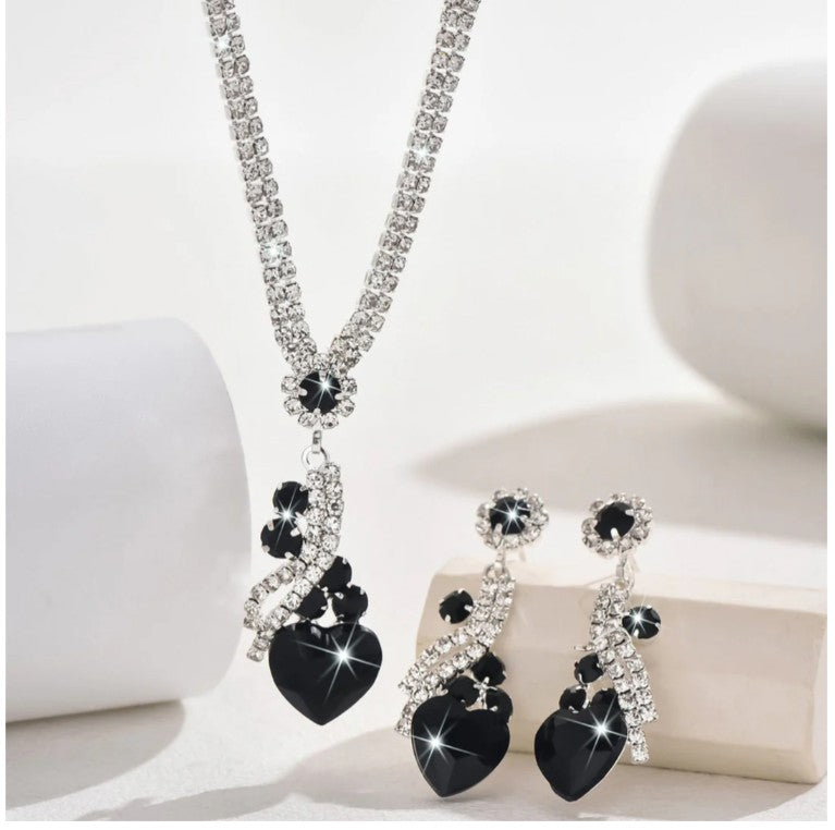 Lelia - Rhinestone Necklace Earrings Set