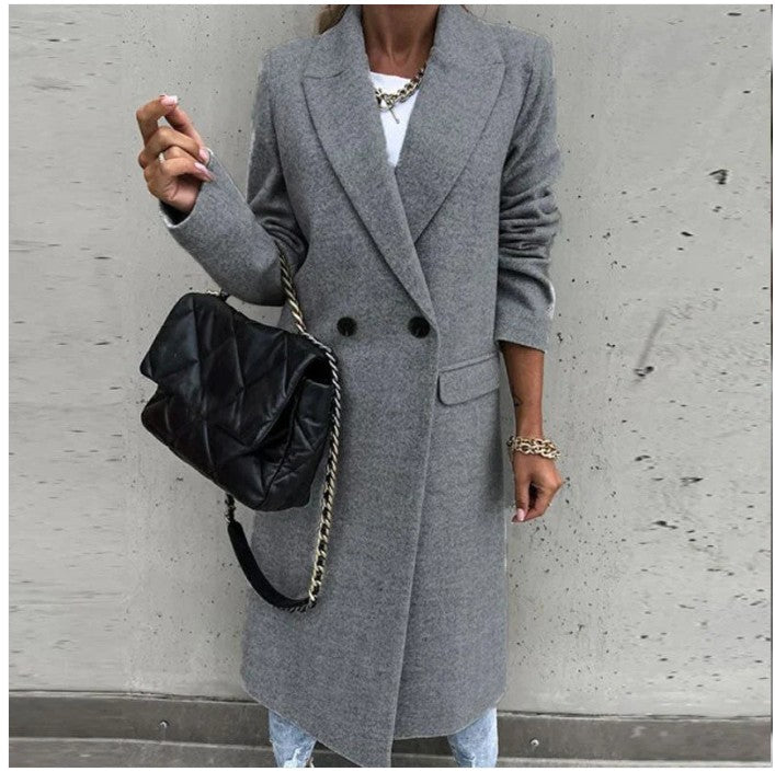 Malin | Long Coat Jacket Women's Turn-down Collar Double Button