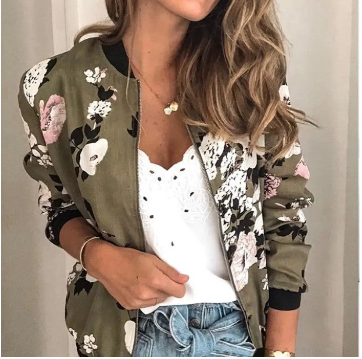 Hazel – Bomber Jacket with Trendy Floral Print