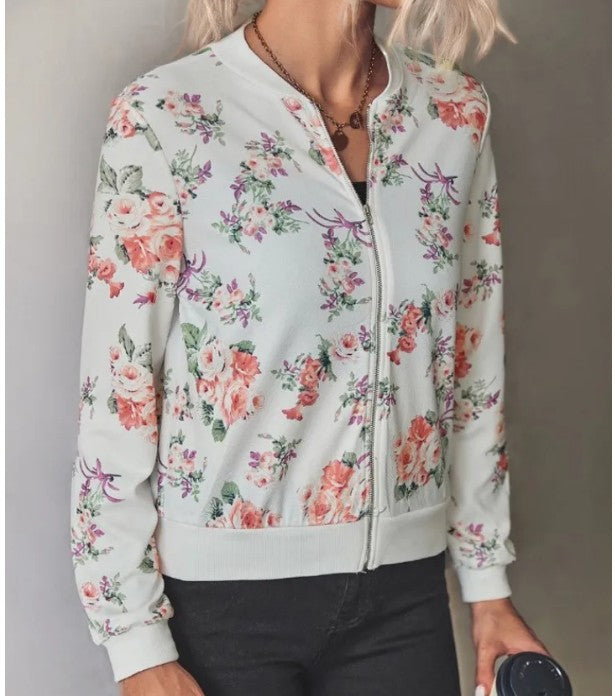 Hazel – Bomber Jacket with Trendy Floral Print