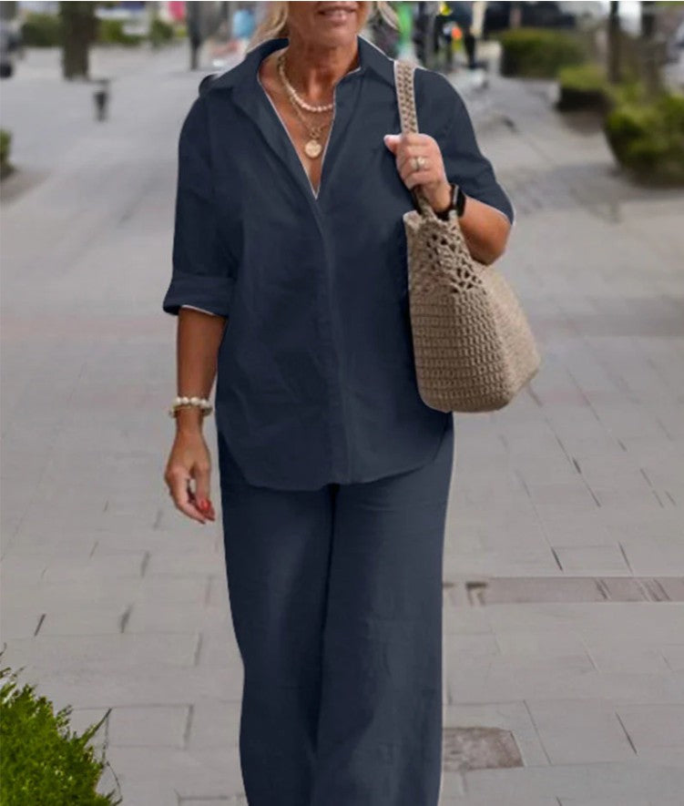 Virella - Relaxed Shirt & Trousers Two-Piece Set