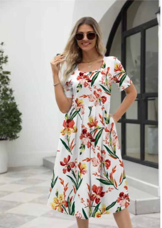 Velmara Elegant Flow Midi Dress
