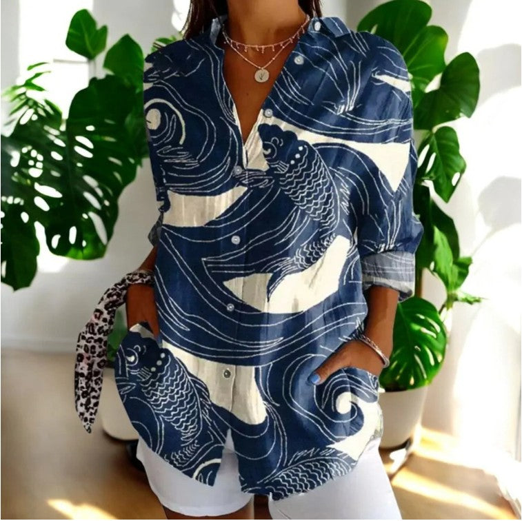 Jade - Long Sleeve Button Up Vintage Floral Shirt