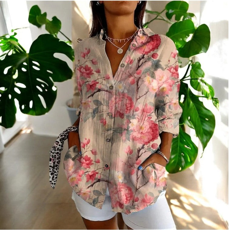 Jade - Long Sleeve Button Up Vintage Floral Shirt