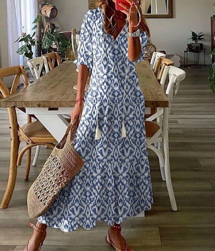 Sofie - Boho Vintage V-Neck Summer Dress