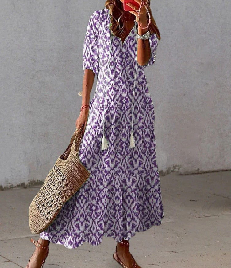 Sofie - Boho Vintage V-Neck Summer Dress
