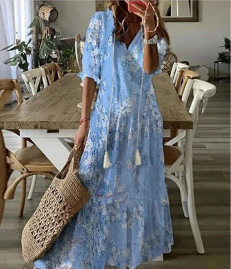 Sofie - Boho Vintage V-Neck Summer Dress