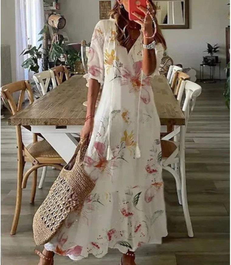 Sofie - Boho Vintage V-Neck Summer Dress