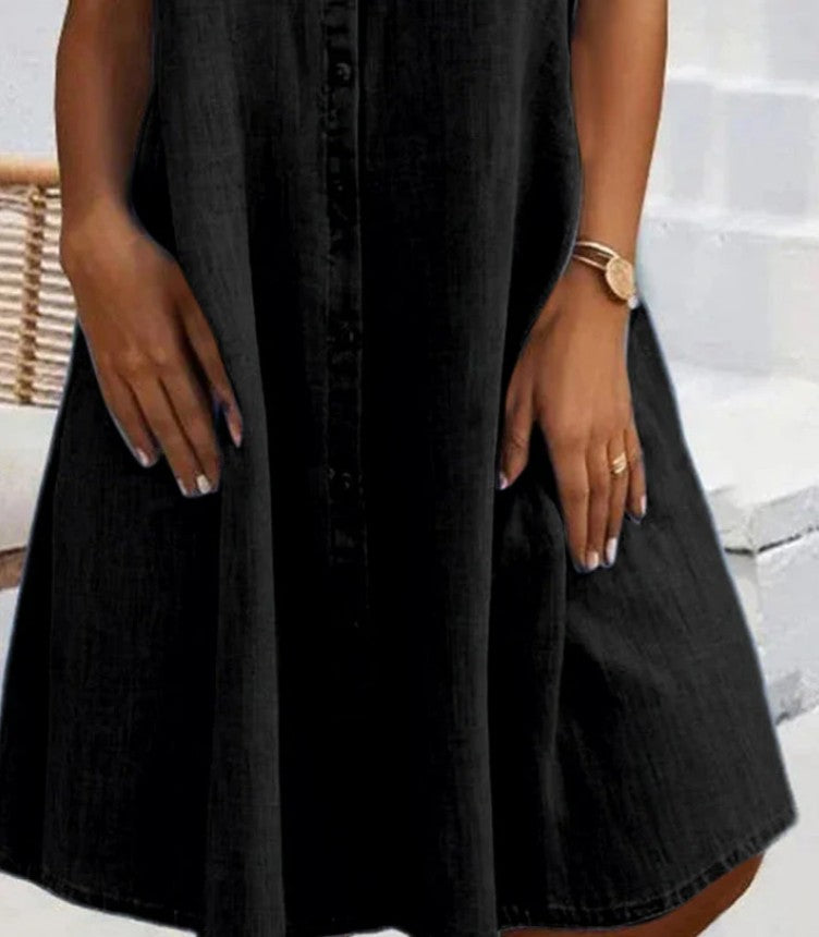 Sveta - Short Sleeve Button Denim Dress