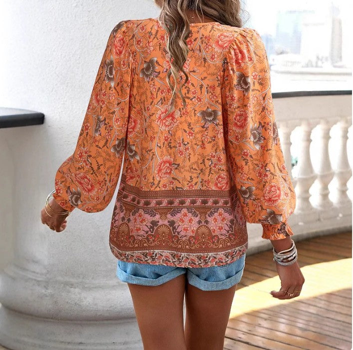 Sallie™ | Flowy Bohemian Top with Floral Pattern