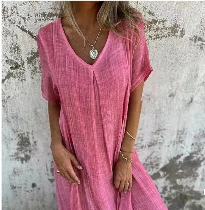 Naia™ - Cotton and linen V-dress