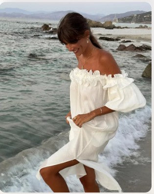 Gracie - Off Shoulder Puff Sleeve Maxi Dress