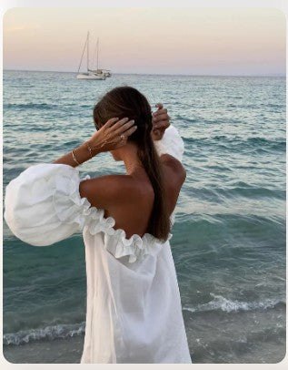 Gracie - Off Shoulder Puff Sleeve Maxi Dress