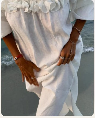 Gracie - Off Shoulder Puff Sleeve Maxi Dress