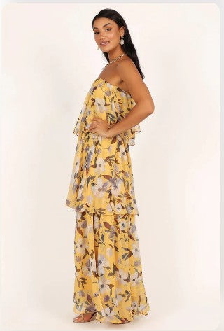 Chelsea - Off Shoulder Bandeau Printed Tiered Maxi Dress