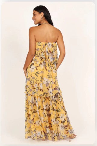 Chelsea - Off Shoulder Bandeau Printed Tiered Maxi Dress