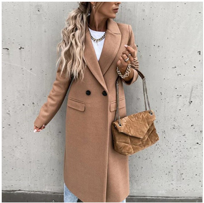Malin | Long Coat Jacket Women's Turn-down Collar Double Button