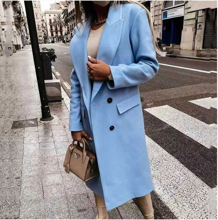 Malin | Long Coat Jacket Women's Turn-down Collar Double Button