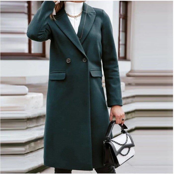 Malin | Long Coat Jacket Women's Turn-down Collar Double Button