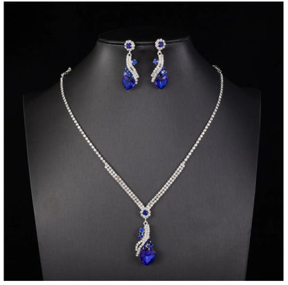 Lelia - Rhinestone Necklace Earrings Set