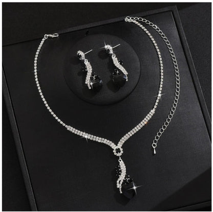 Lelia - Rhinestone Necklace Earrings Set