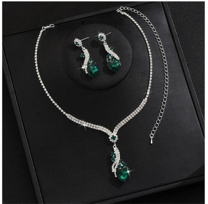 Lelia - Rhinestone Necklace Earrings Set