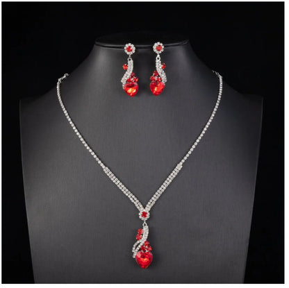 Lelia - Rhinestone Necklace Earrings Set