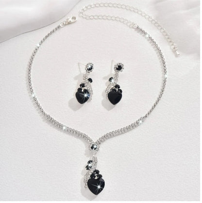 Lelia - Rhinestone Necklace Earrings Set