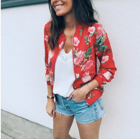 Hazel – Bomber Jacket with Trendy Floral Print