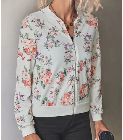 Hazel – Bomber Jacket with Trendy Floral Print