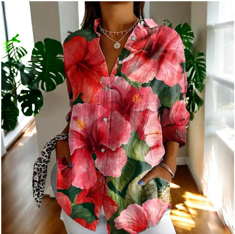 Jade - Long Sleeve Button Up Vintage Floral Shirt
