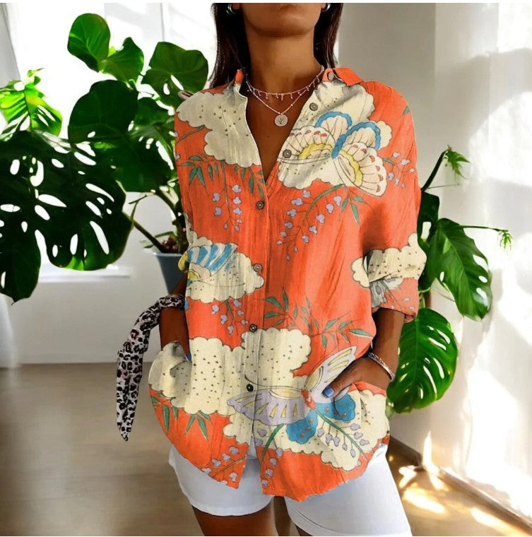 Jade - Long Sleeve Button Up Vintage Floral Shirt