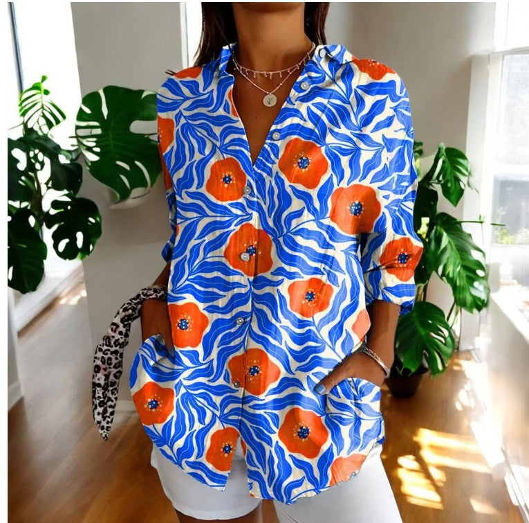 Jade - Long Sleeve Button Up Vintage Floral Shirt