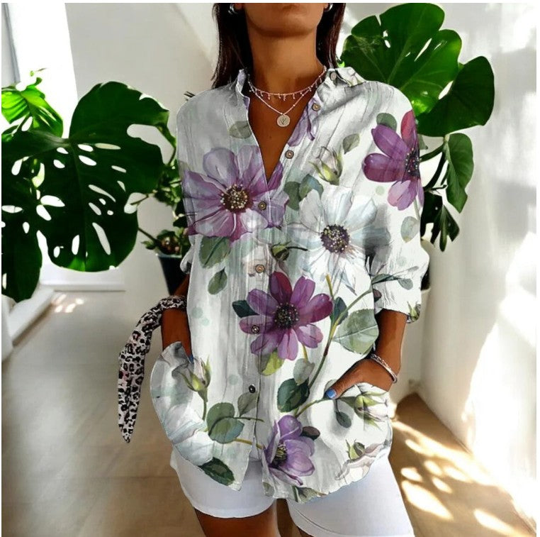 Jade - Long Sleeve Button Up Vintage Floral Shirt