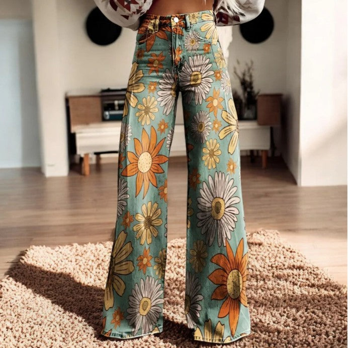 Fenna | Floral Print Wide-Leg Pants