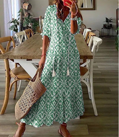 Sofie - Boho Vintage V-Neck Summer Dress
