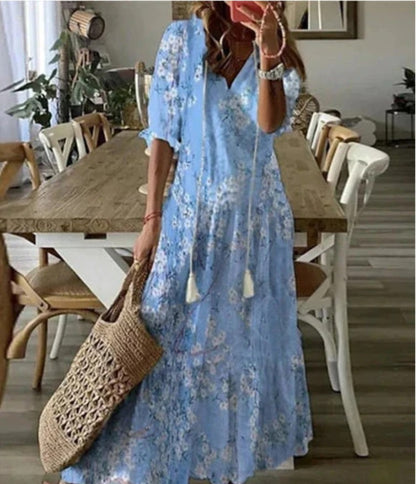Sofie - Boho Vintage V-Neck Summer Dress