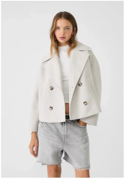 Olivia - Chic Short Coat with Double Row Button Closure